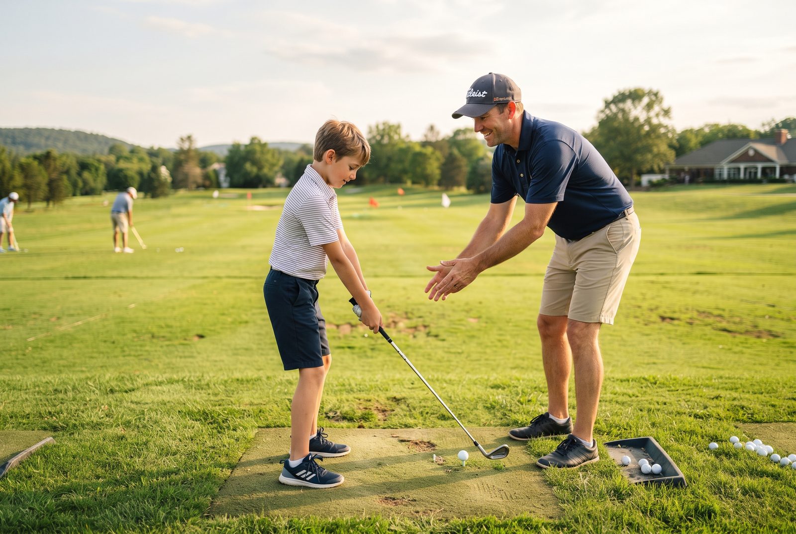 Up To Par coach teaching a young golfer the fundamentals